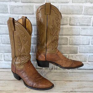 Justin Lizard Western Cowboy Boots Distressed Work Utility Mens 8 1/2 B
